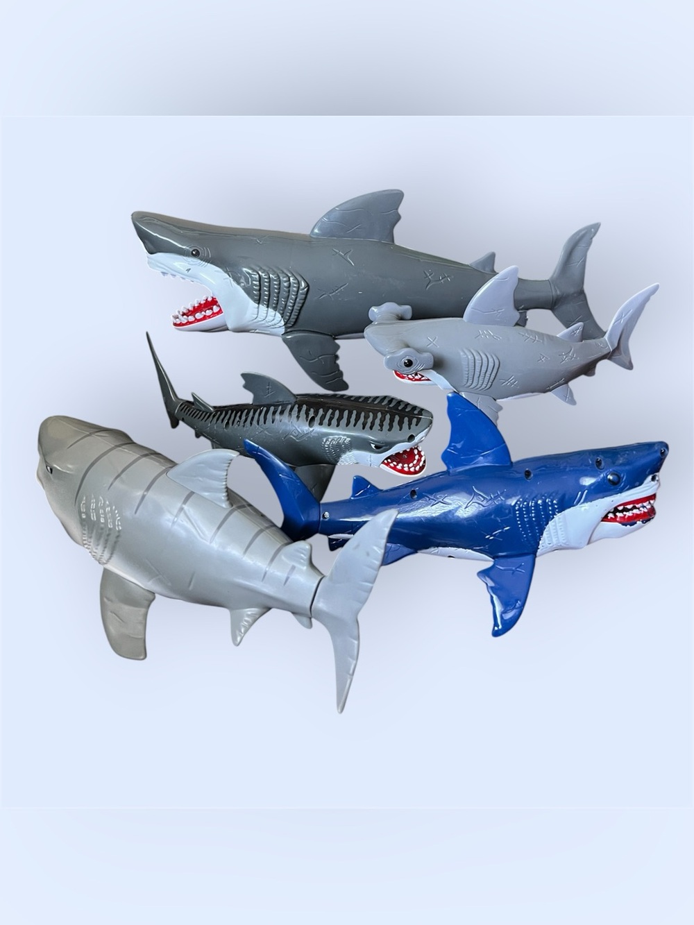 Toy Shark Lot - Gray & Blue Hard Plastic Sharks